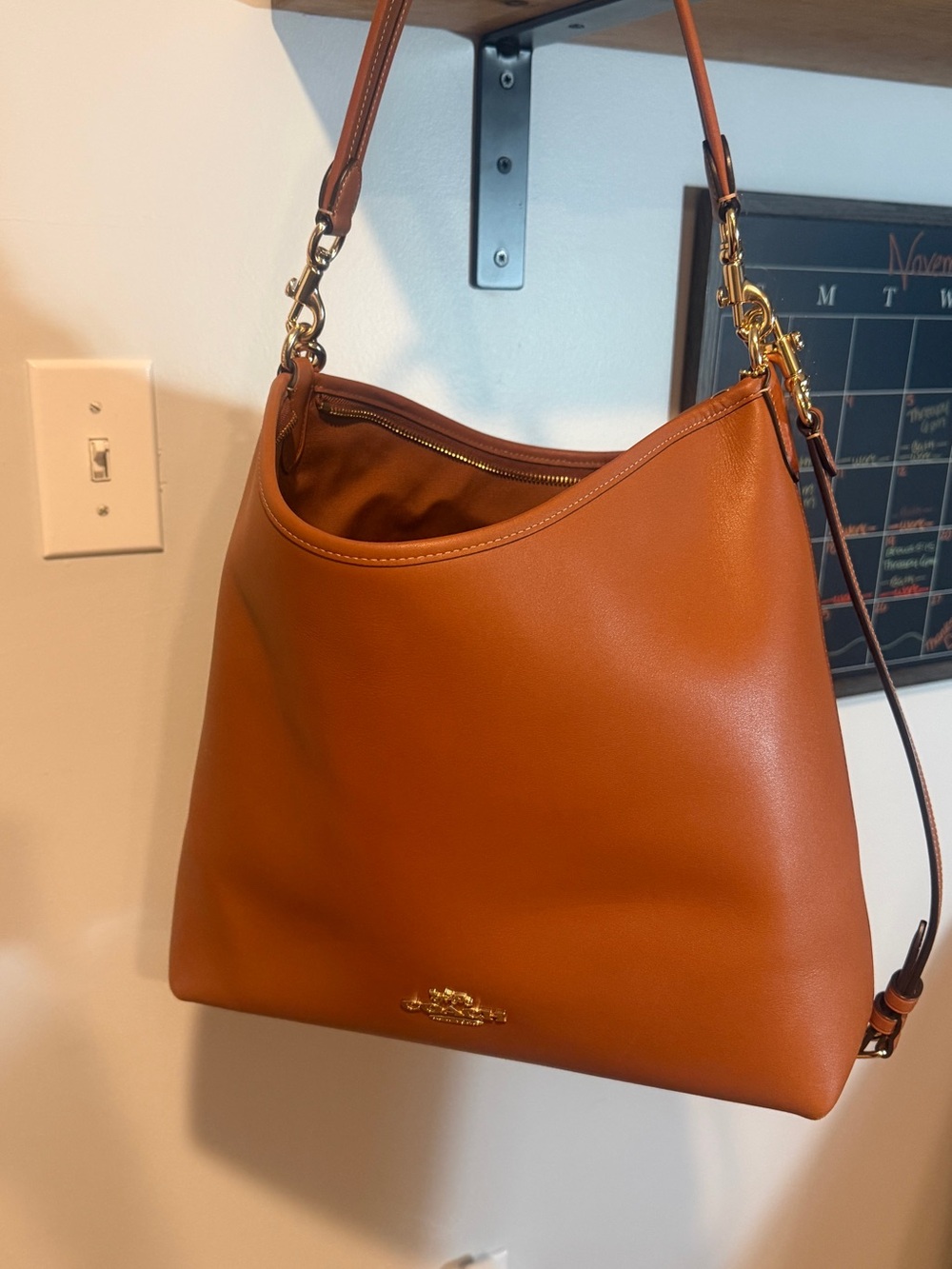 Coach Laurel Large Shoulder Bag in Gold Leather – Gold Hardware
